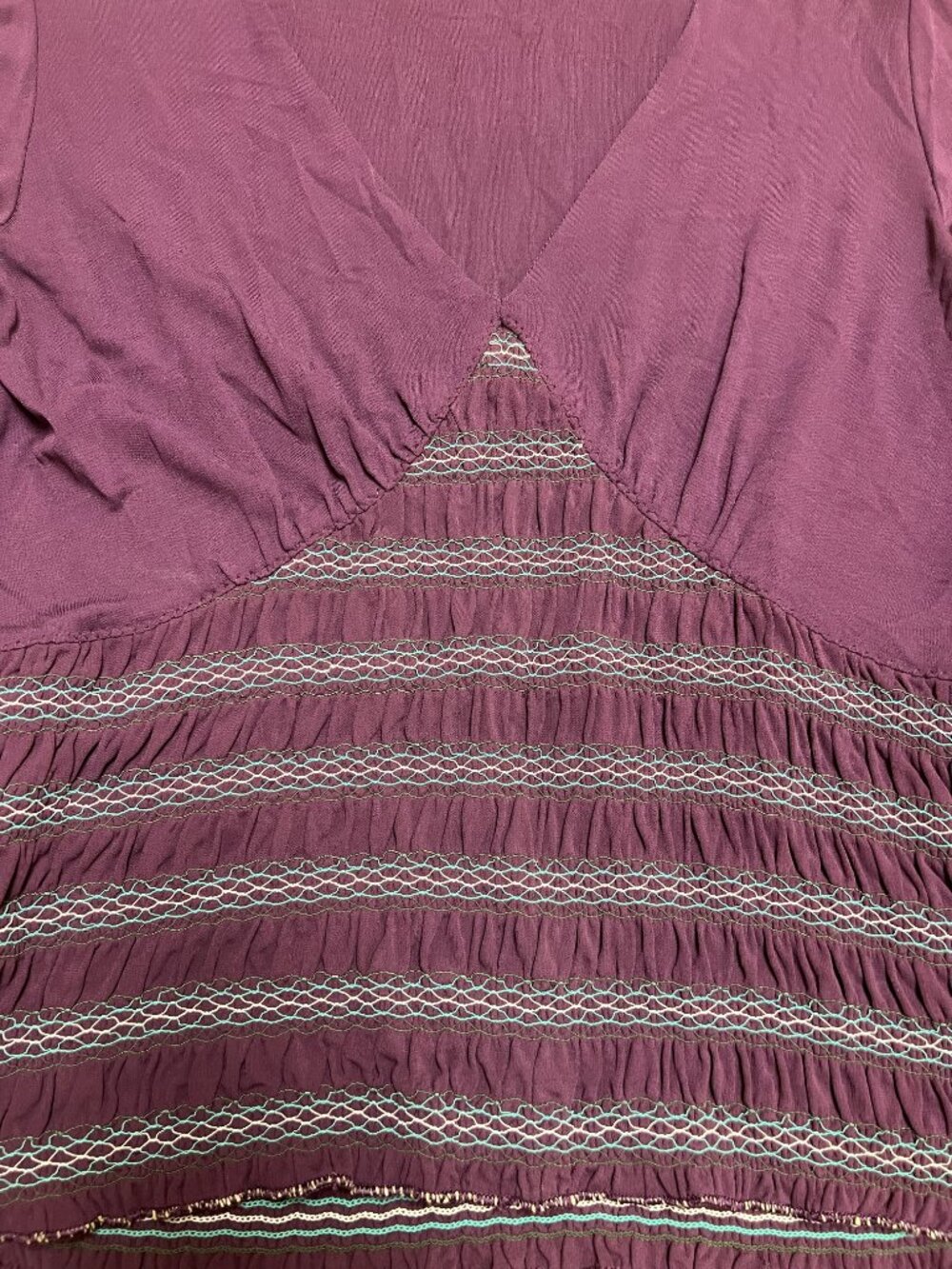 Purple XS Missoni Long Sleeved Blouse with Vee Neck Shirred Waist and Embroidery - Picture 4 of 5